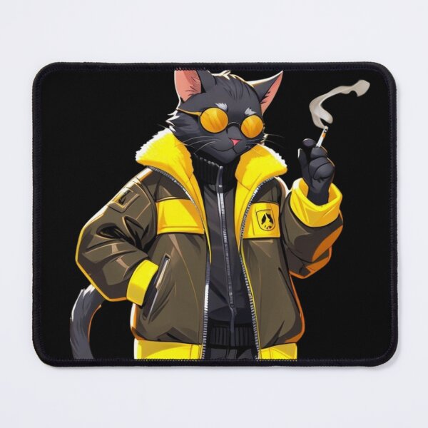 Item preview, Cool Cat in Yellow Jacket - Urban Street Style Black Cat with Sunglasses - Anime Style Art designed and sold by TopUpDesign.