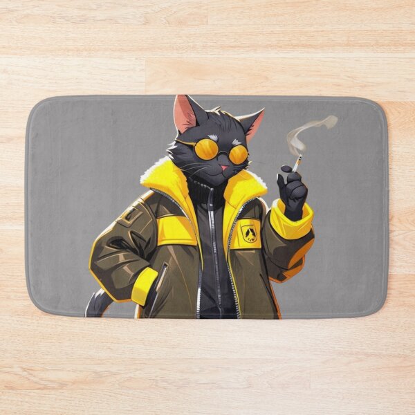 Item preview, Cool Cat in Yellow Jacket - Urban Street Style Black Cat with Sunglasses - Anime Style Art designed and sold by TopUpDesign.
