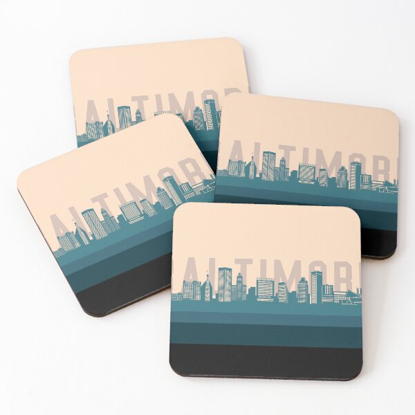 Item preview, baltimore skyline retro beige green designed and sold by BekimART2.