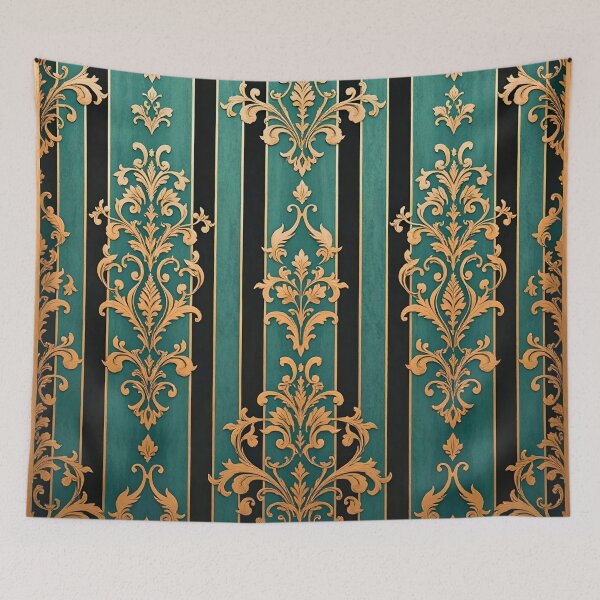 Item preview, Green Striped Gold Antique Style Damask - (Intentional Slight Discoloration) designed and sold by DesignsByPrnces.