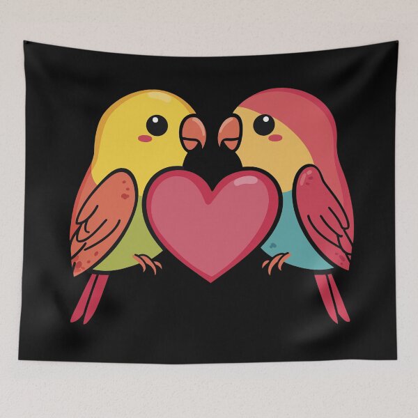 Item preview, Cute two yellow head birds cartoon with heart designed and sold by FluffyGallery.