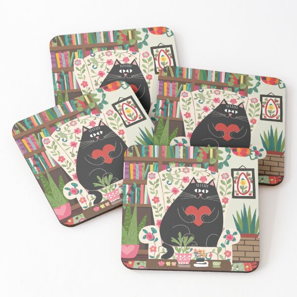 Item preview, This red heart is for you! A cute black kitten sits in an armchair and hands you its heart. designed and sold by SaraSumi.