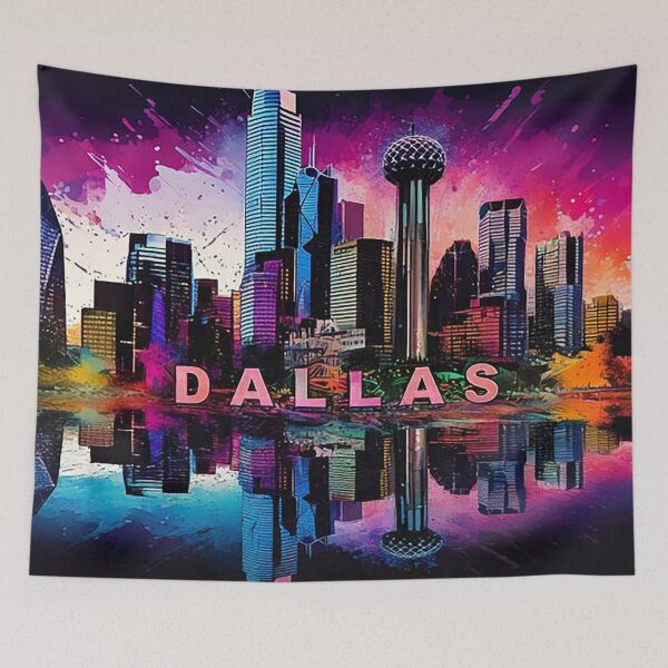 Item preview, Vibrant Dallas Texas Skyline with Street Art Style designed and sold by Phat Dog Designs .