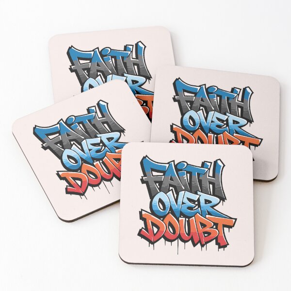 Item preview, Faith Over Doubt Graffiti Street Art Christian Bible Verse Typography designed and sold by  KnitLuv.