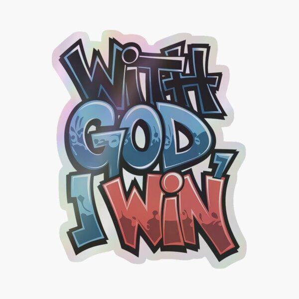 Aperçu de l'œuvre Avec Dieu, je gagne Graffiti Street Art Bible chrétienne Verset Typographie créée et vendue par ShekinahJewel.
