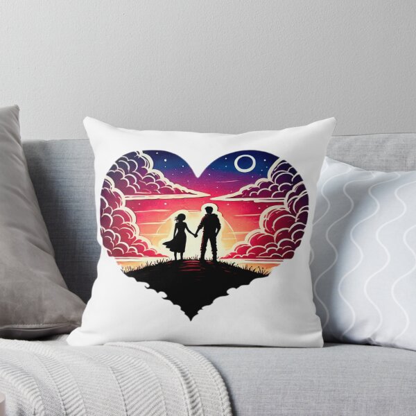 Item preview, Heart-Shaped Sunset with Couple Holding Hands in Vibrant Colors and Romantic Landscape designed and sold by KreaDesignOne.
