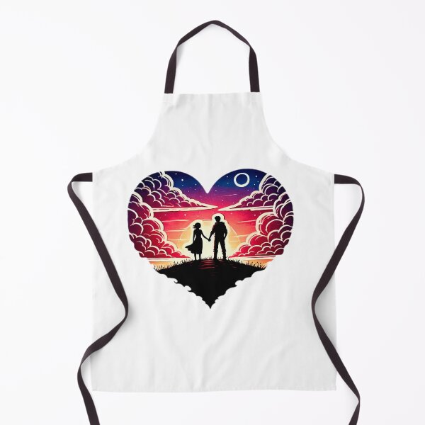 Item preview, Heart-Shaped Sunset with Couple Holding Hands in Vibrant Colors and Romantic Landscape designed and sold by KreaDesignOne.
