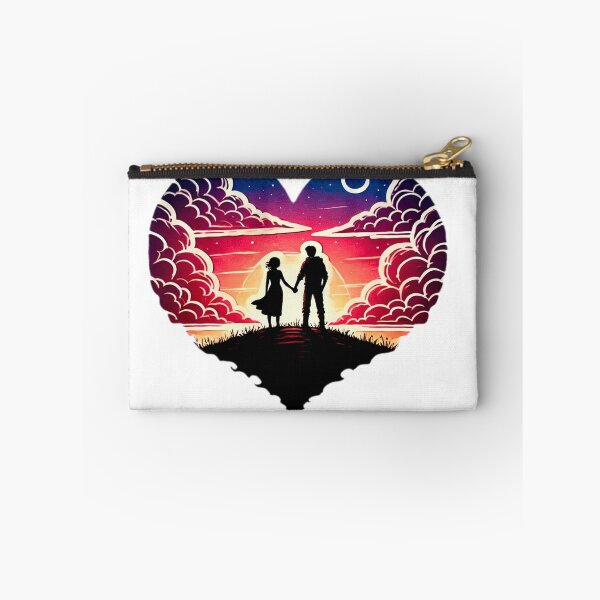 Item preview, Heart-Shaped Sunset with Couple Holding Hands in Vibrant Colors and Romantic Landscape designed and sold by KreaDesignOne.