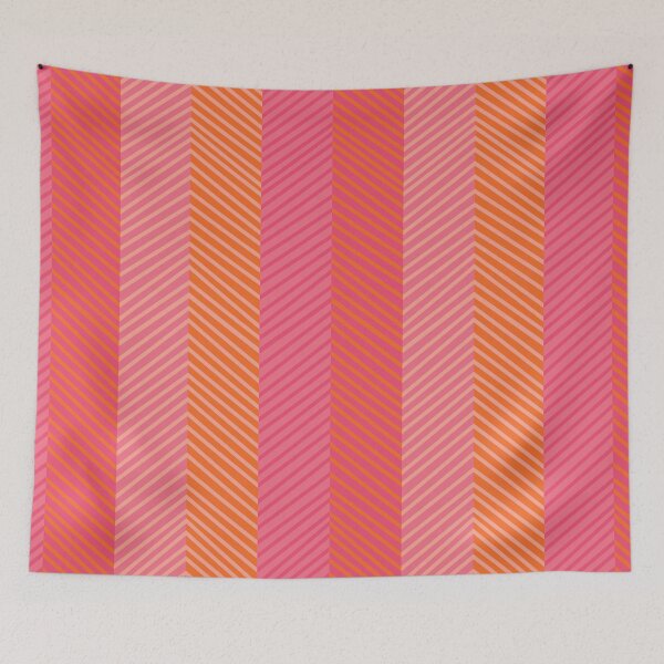 Item preview, Slanted-Chevron Stripes-Tangerine-Grapefruit Juice Pink-Bright Bohemian designed and sold by Annette Chabidon Studio.