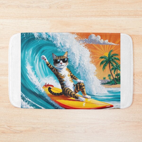 Artikelvorschau, Cat on a Surfboard - Katze auf dem Surfbrett entworfen und verkauft von Evelyn3112.