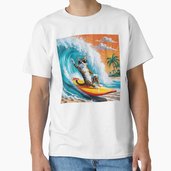 Cat on a Surfboard - Katze auf dem Surfbrett Classic T-Shirt