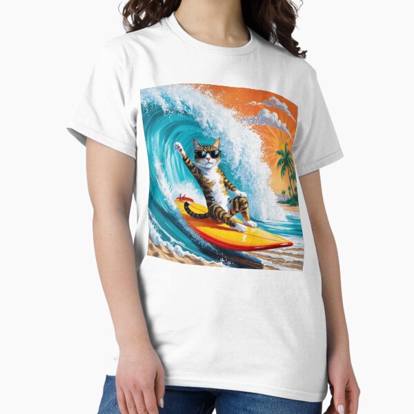 Cat on a Surfboard - Katze auf dem Surfbrett Classic T-Shirt