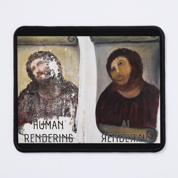 Item preview, Human Rendering vs. AI Rendering fresco parody designed and sold by Signs for Dark Times.