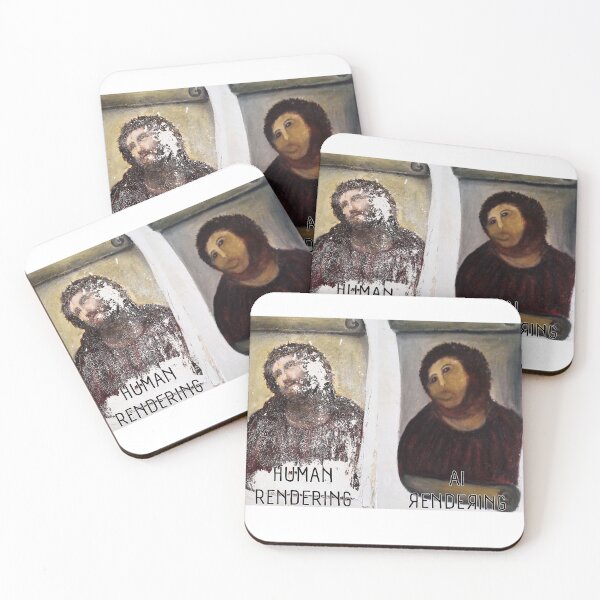 Item preview, Human Rendering vs. AI Rendering fresco parody designed and sold by Signs for Dark Times.