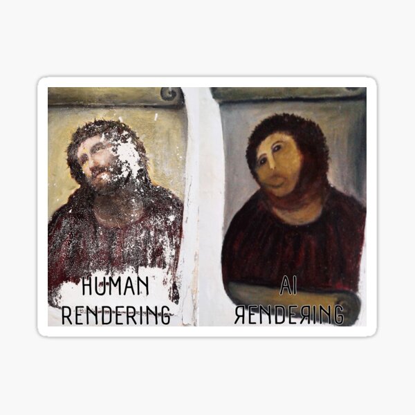 Item preview, Human Rendering vs. AI Rendering fresco parody designed and sold by Signs for Dark Times.