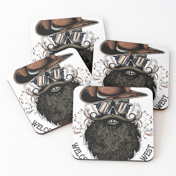 Item preview, wild west Western cowboy hipster skull mustache beard designed and sold by Achille3777.