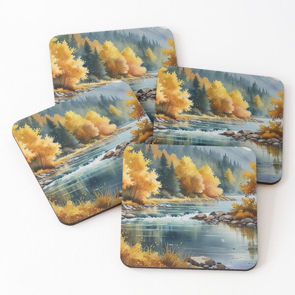 Item preview, river in the autumn forest designed and sold by Izabela Włodarczyk.