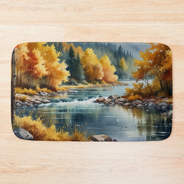 Item preview, river in the autumn forest designed and sold by Izabela Włodarczyk.