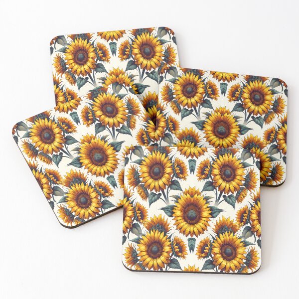Item preview, Vibrant Sunflower Floral Art Print | Seamless Botanical Sunflower Pattern designed and sold by DrawHandArt.