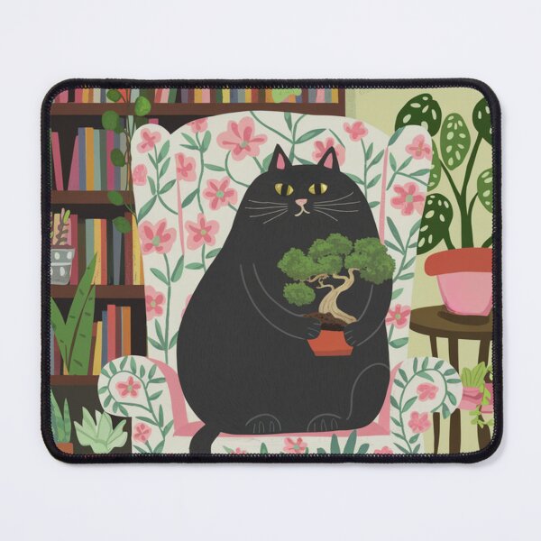 Item preview, Don't touch my bonsai! A cute black kitten bonsai lover sits pissed in an armchair. designed and sold by SaraSumi.