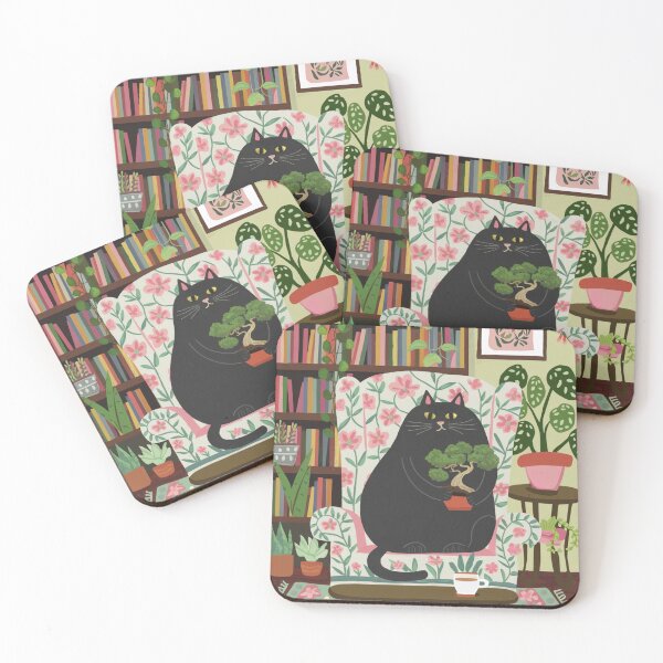 Item preview, Don't touch my bonsai! A cute black kitten bonsai lover sits pissed in an armchair. designed and sold by SaraSumi.