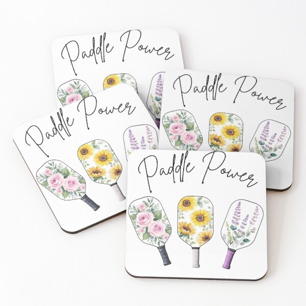 Artikelvorschau, Paddle Power Pickleball Paddel mit Blumen Aquarell entworfen und verkauft von Grade A Gifts.