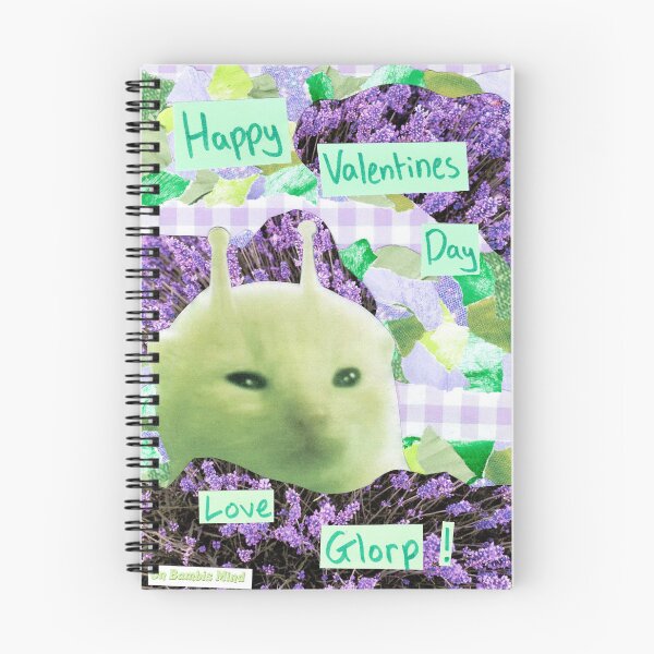 Item preview, Happy Valentines day love glorp! | Handmade Green alien Cat glorp gnarpy collage art designed and sold by OnBambisMind.