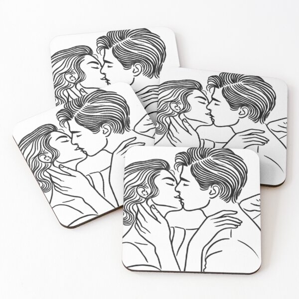 Item preview, Minimalist Line Art Couple Kiss - Simple Love Illustration designed and sold by Adellisa.