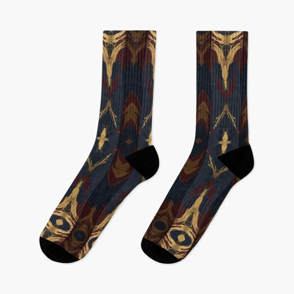 Item preview, Gold and Red Graphic Line Pattern on a Navy Blue Background designed and sold by Glam-OOTD.