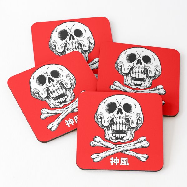 Item preview, Funny skull kamikaze japan manga anime comix style ink drawing designed and sold by VonKalt.