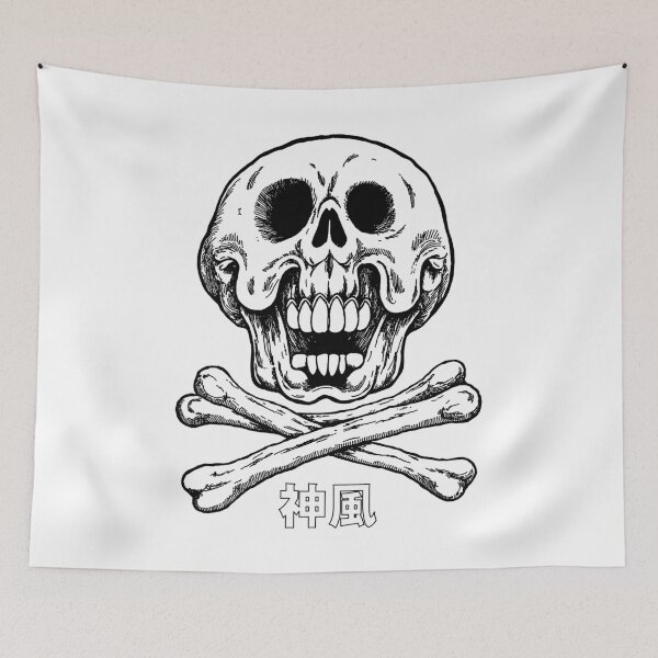 Item preview, Funny skull kamikaze japan manga anime comix style ink drawing designed and sold by VonKalt.