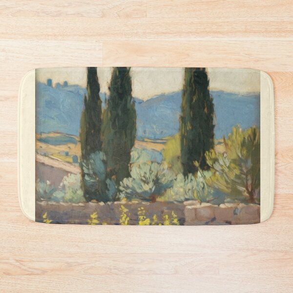Item preview, Provence Landscape Impressionist Painting – Cypress Trees & Sunlit Fields designed and sold by CARRAANN.