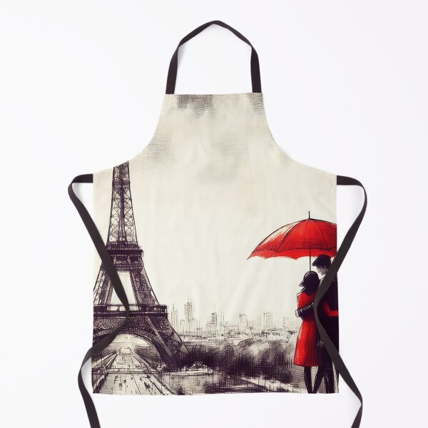Item preview, Romantic Parisian Scene with Red Umbrella designed and sold by inkNext.