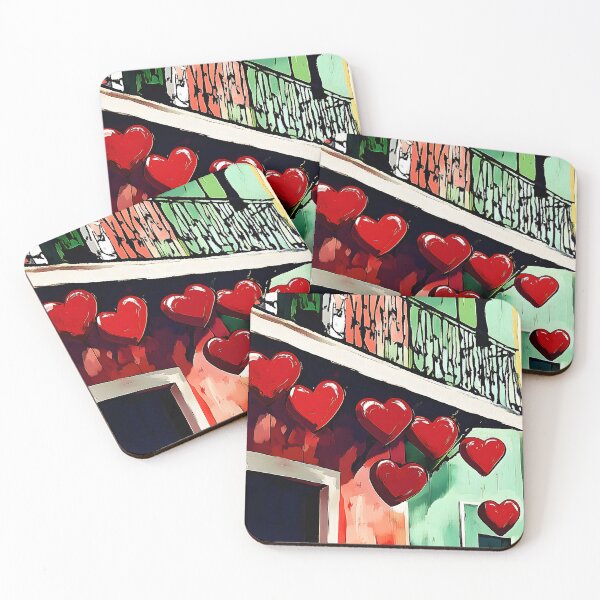 Item preview, Romantic Charm in New Orleans - Vibrant Hearts and Abstract Colorful Facades Generative AI designed and sold by OlfactoART Studio.