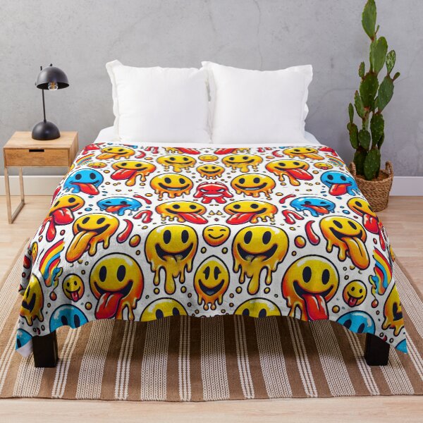 Item preview, Melting Smiley Face Pattern – Colorful Drippy Trippy Acid Emoji Design for Rave and Festival Lovers designed and sold by DrawHandArt.