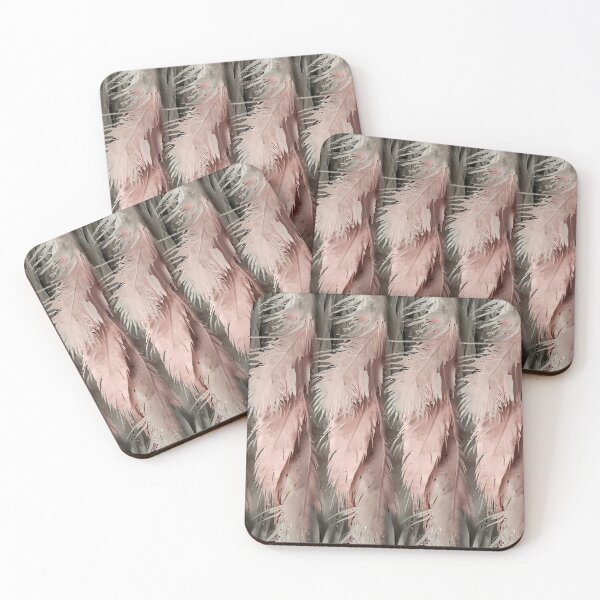 Item preview, Flowing Gray and Pink Feather Pattern in a Vertical Design designed and sold by Glam-OOTD.