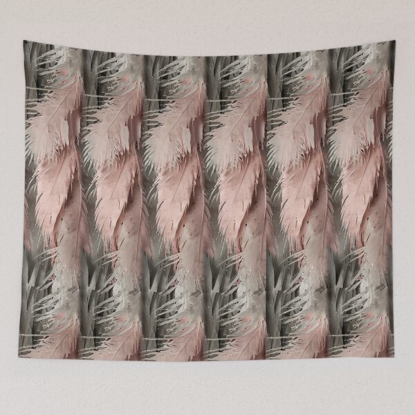 Item preview, Flowing Gray and Pink Feather Pattern in a Vertical Design designed and sold by Glam-OOTD.