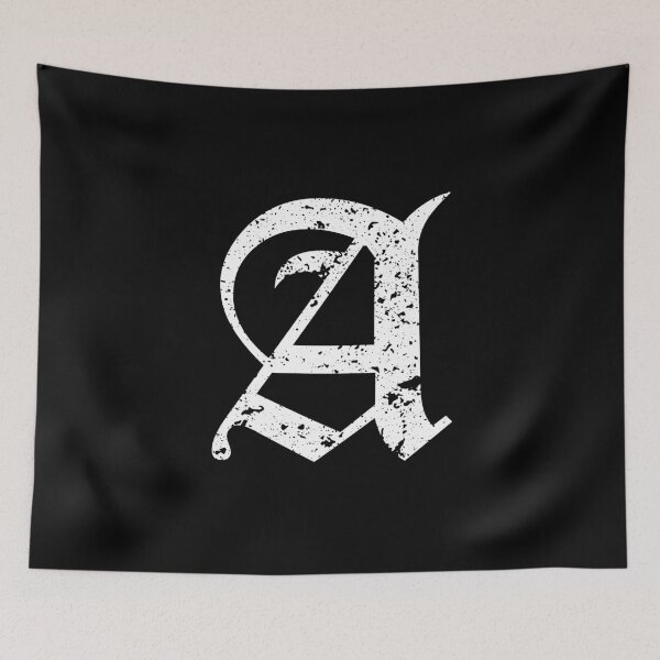 Item preview, Capital Letter A - Eroded / Distressed Gothic Blackletter Script / Old English Font (White) designed and sold by STUDIO-72.