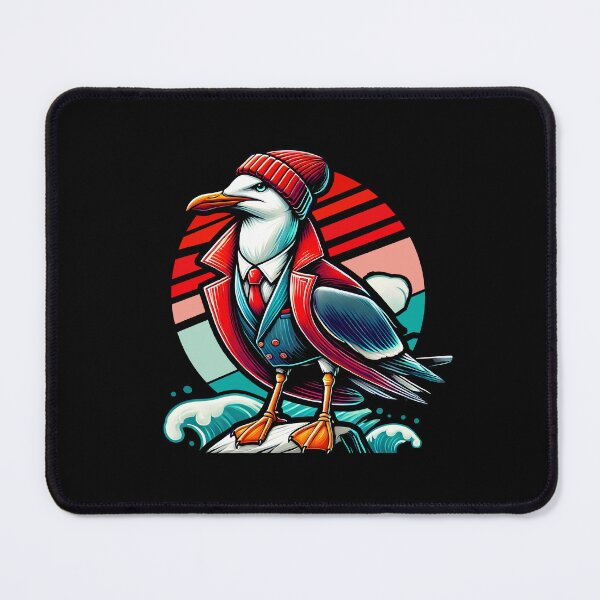 Item preview, Trendy Seagull Illustration - Stylish Coastal Art with Beanie and Red Jacket designed and sold by DrawHandArt.