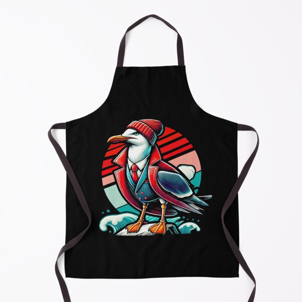 Item preview, Trendy Seagull Illustration - Stylish Coastal Art with Beanie and Red Jacket designed and sold by DrawHandArt.