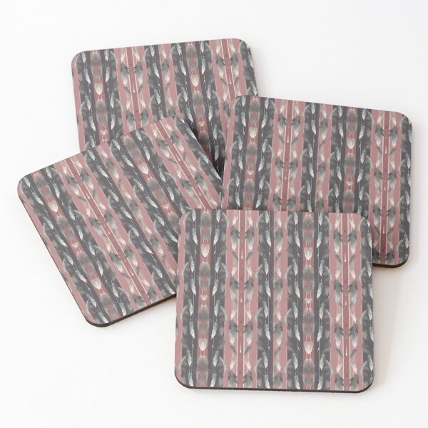 Item preview, White Feather Pattern on a Pink and Gray Vertical Background designed and sold by Glam-OOTD.