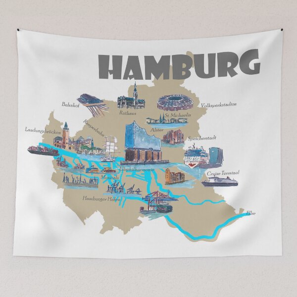 Item preview, Hamburg Highlights Sights Map designed and sold by artshop77.