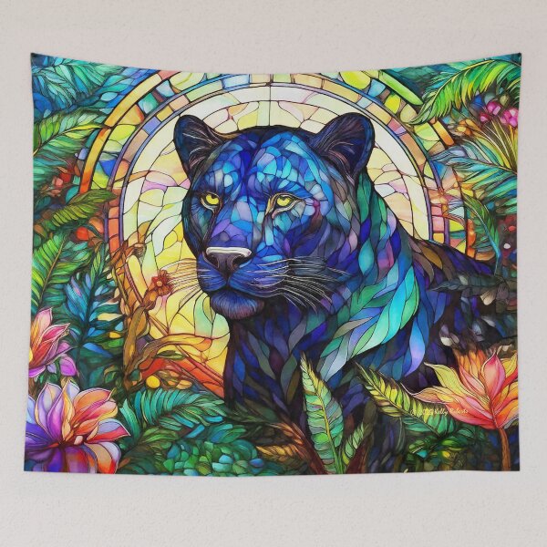 Item preview, Black Panther in Stained Glass designed and sold by MystAvalon.