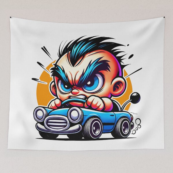 Item preview, Funny Angry Driver Cartoon – Hilarious Road Rage Car Art for Auto Enthusiasts & Gamers designed and sold by DrawHandArt.