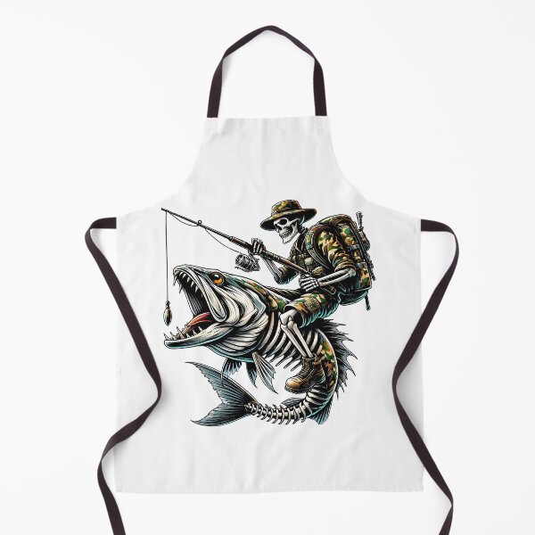 Item preview, Skeleton Fisherman Riding Giant Fish – Hardcore Tactical Fishing Art for Anglers & Outdoor Enthusiasts designed and sold by DrawHandArt.