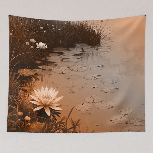 Item preview, White lily blooming in a secret pond designed and sold by D-Illustration.