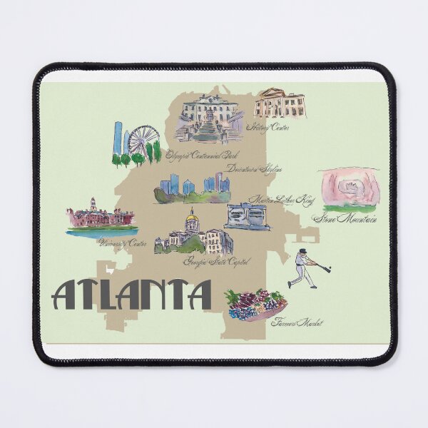 Item preview, Atlanta Georgia USA Retro Map with Attractions designed and sold by artshop77.