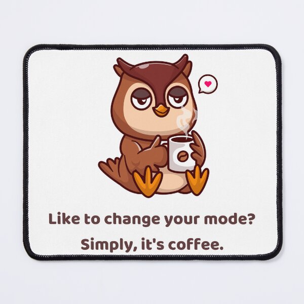 Item preview, Cute Sleepy Owl Drinking Coffee designed and sold by Aya's Graphics.