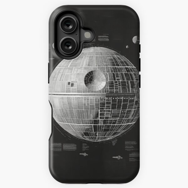 Vista previa del artículo con la obra «Dibujo de fan de la nave espacial con plano de la Estrella de la Muerte», diseñado y vendido por SavinMercantile.