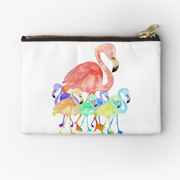 Family of Flamingos Watercolor Zipper Pouch